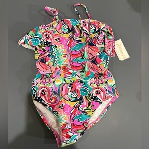 Raisins Kids Floral One Piece Swimsuit - Pink, Blue, Green size 10